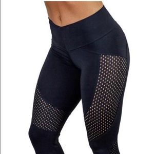 Black Mesh Panel Leggings